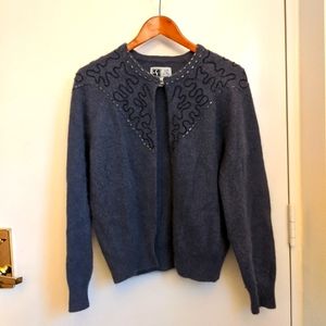 Vintage Sportscraft Lambs Wool Angora Gray Cardigan Sweater 16